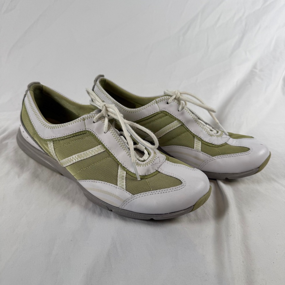 Privo by Clarks Womens Green White Leather Lightweight Mesh Walking Shoes Sz 8M